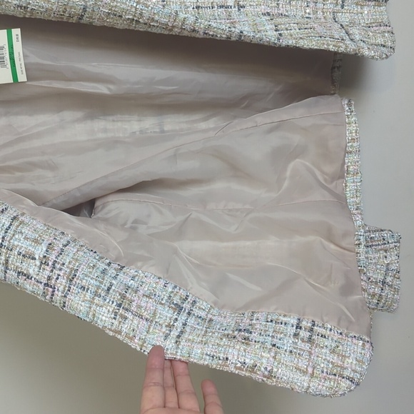 NWT Anne Klein Open Front Shimmering Sequin Tweed Jacket Pastel Women's Size L - Picture 7 of 12